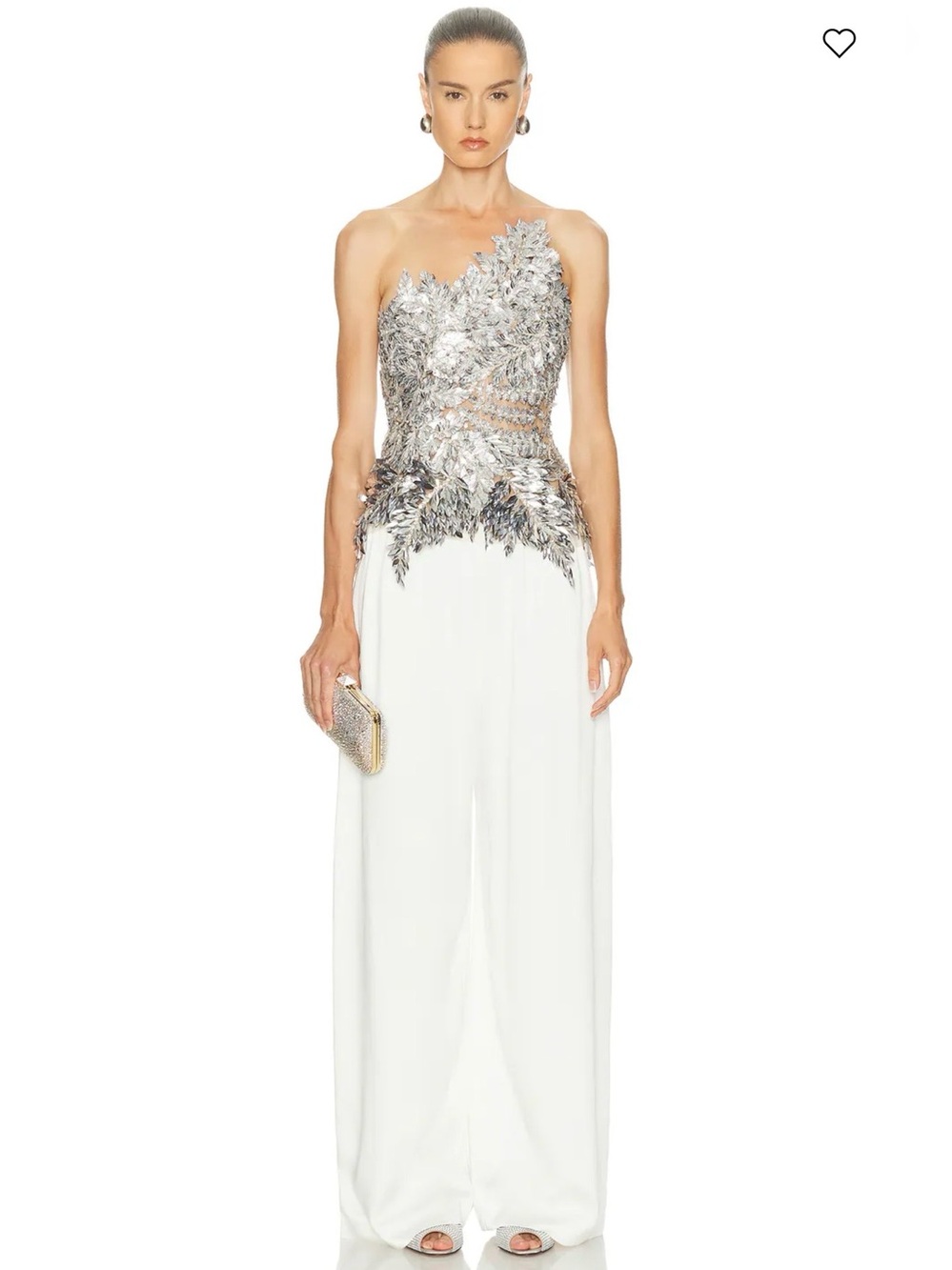 Oscar de la Renta - Strapless Fern Embroidered Top in Silver - Size 2 worn once! - Picture 5 of 6